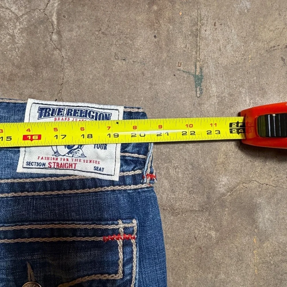 True Religion Straight Super T Rope Stitch Jeans Blue Baggy Y2K Mens 38x33